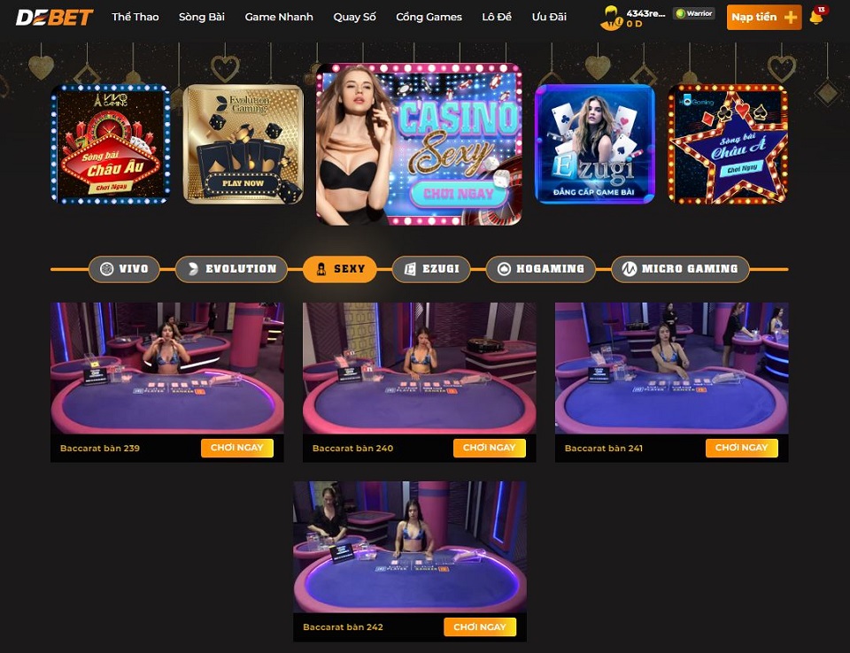 Live Casino Debet: Điểm đến ưu tiên của nhiều bet thủ