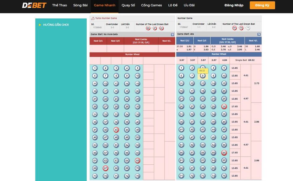 Number game Debet có luật đơn giản, dễ hiểu và thực hiện thao tác dễ dàng