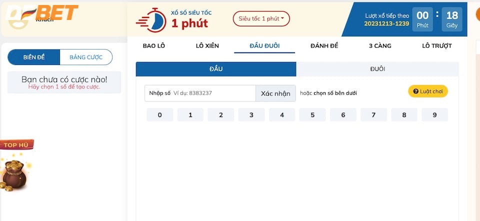 Lô đề siêu nhanh 1 phút hấp dẫn chỉ có tại Debet