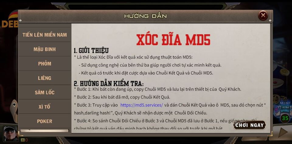 Xóc đĩa Debet công khai, không gian lận